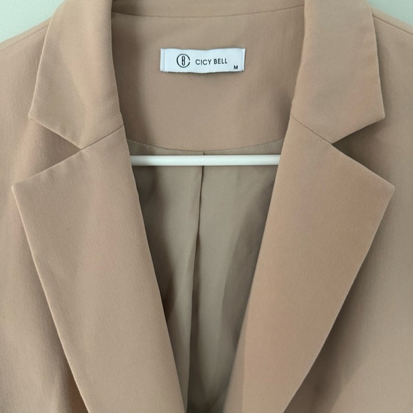 Cicy Bell Women’s Khaki Blazer Jacket Size M One Button Work Office Casual Coat - Picture 4 of 9